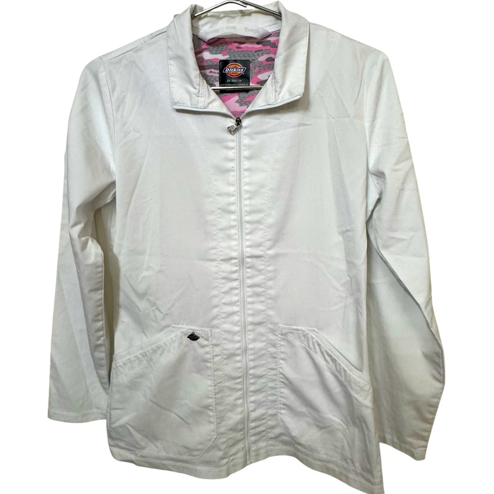 Dickies Medical Lab Stretch Women's XS White Lightweight Jacket MINTY